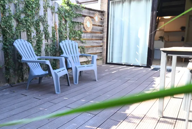 Vakantiehuis lijsterstraat 4 cadzand tuinterras lounge stoelen