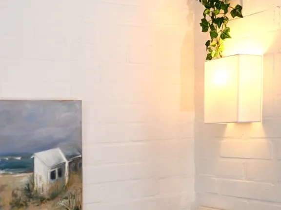 Huisje cadzand sincfal 10 schilderij lamp