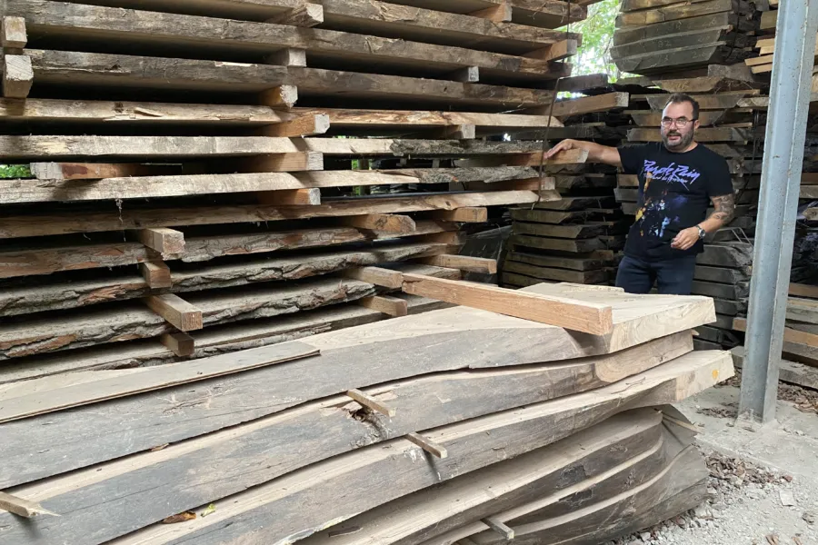 Hout receptie desk